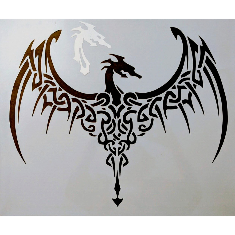 Large 19.5" x 16.5" Dragon Stencil Tribal Design Durable Reusable Mylar